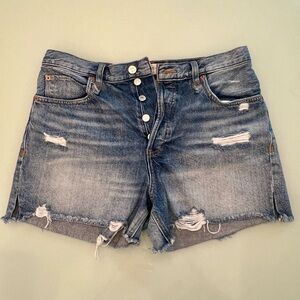 Free People We The Free Distressed Jean Shorts with Raw Hem
